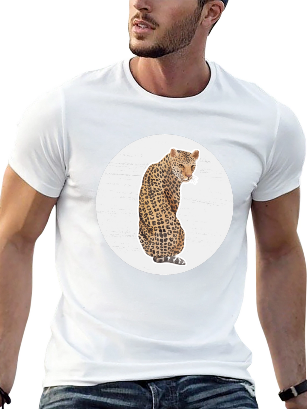 Leopard Print Graphic Tee - Stylish Mens T-Shirt