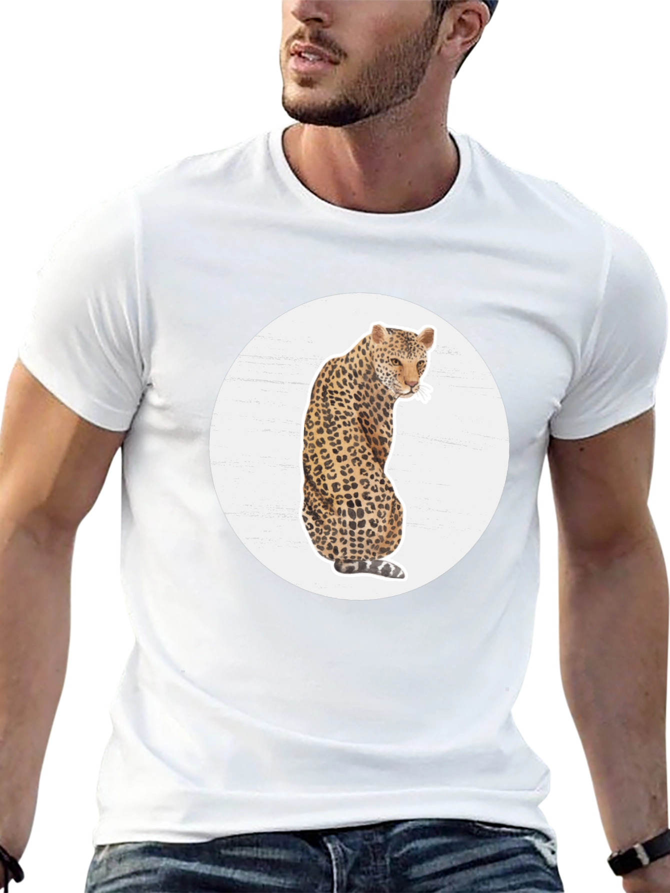 Leopard Print Graphic Tee - Stylish Mens T-Shirt