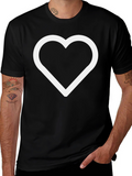 Black T-Shirt with White Heart Outline
