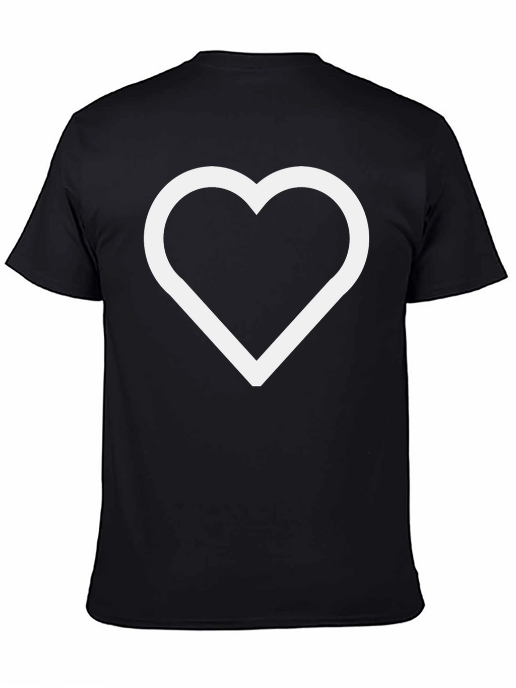 Black T-Shirt with White Heart Outline