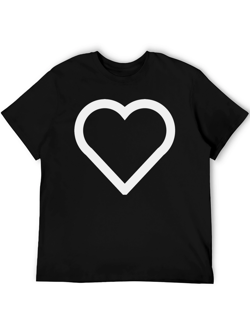 Black T-Shirt with White Heart Outline