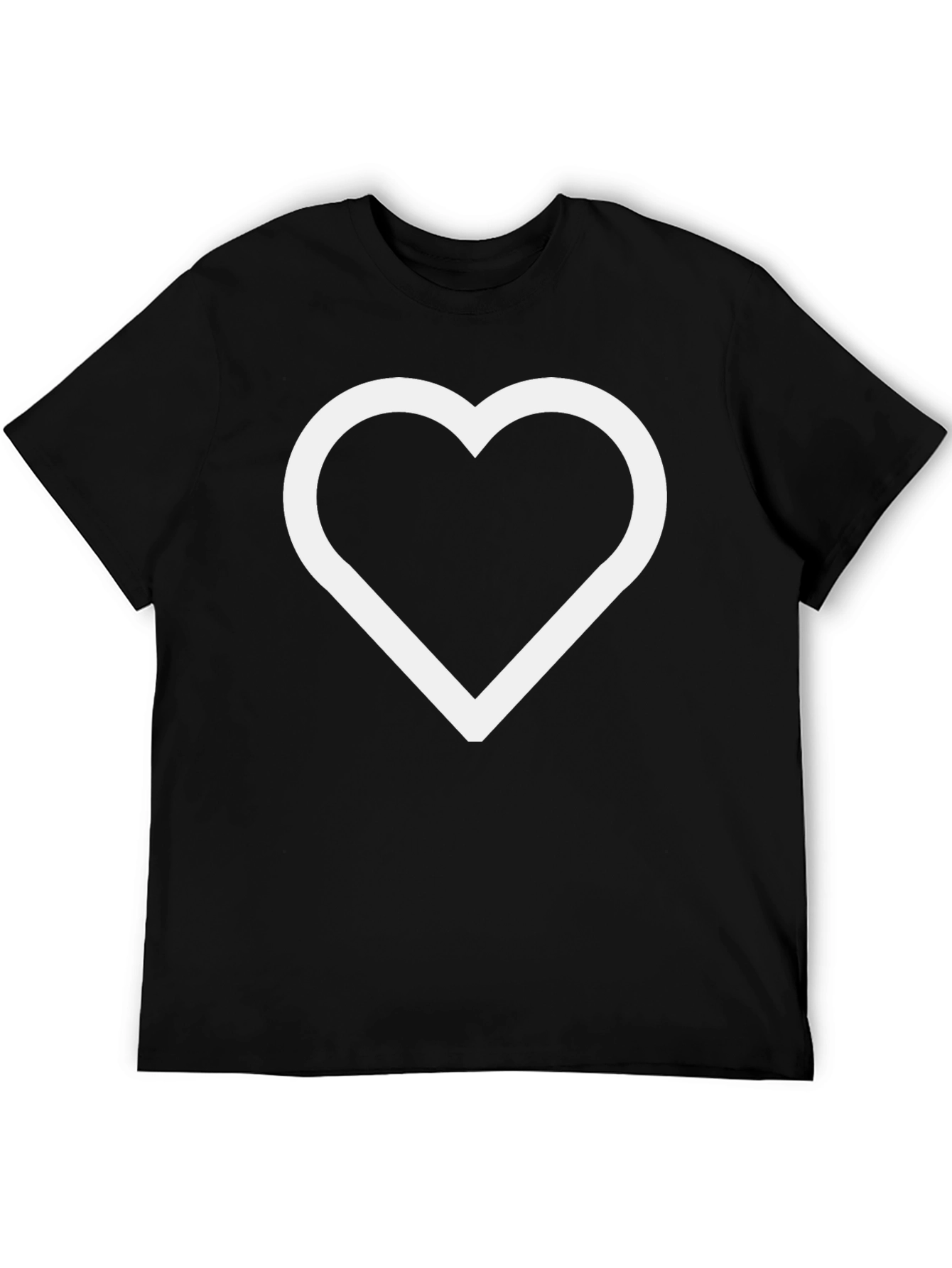 Black T-Shirt with White Heart Outline