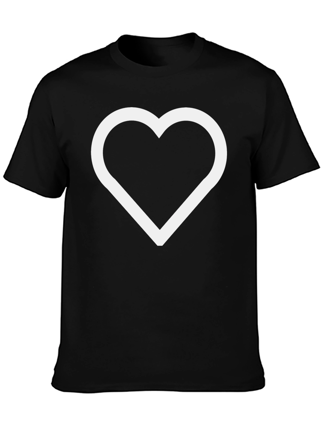 Black T-Shirt with White Heart Outline