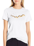 Cartoon Cloud Print Black T-Shirt