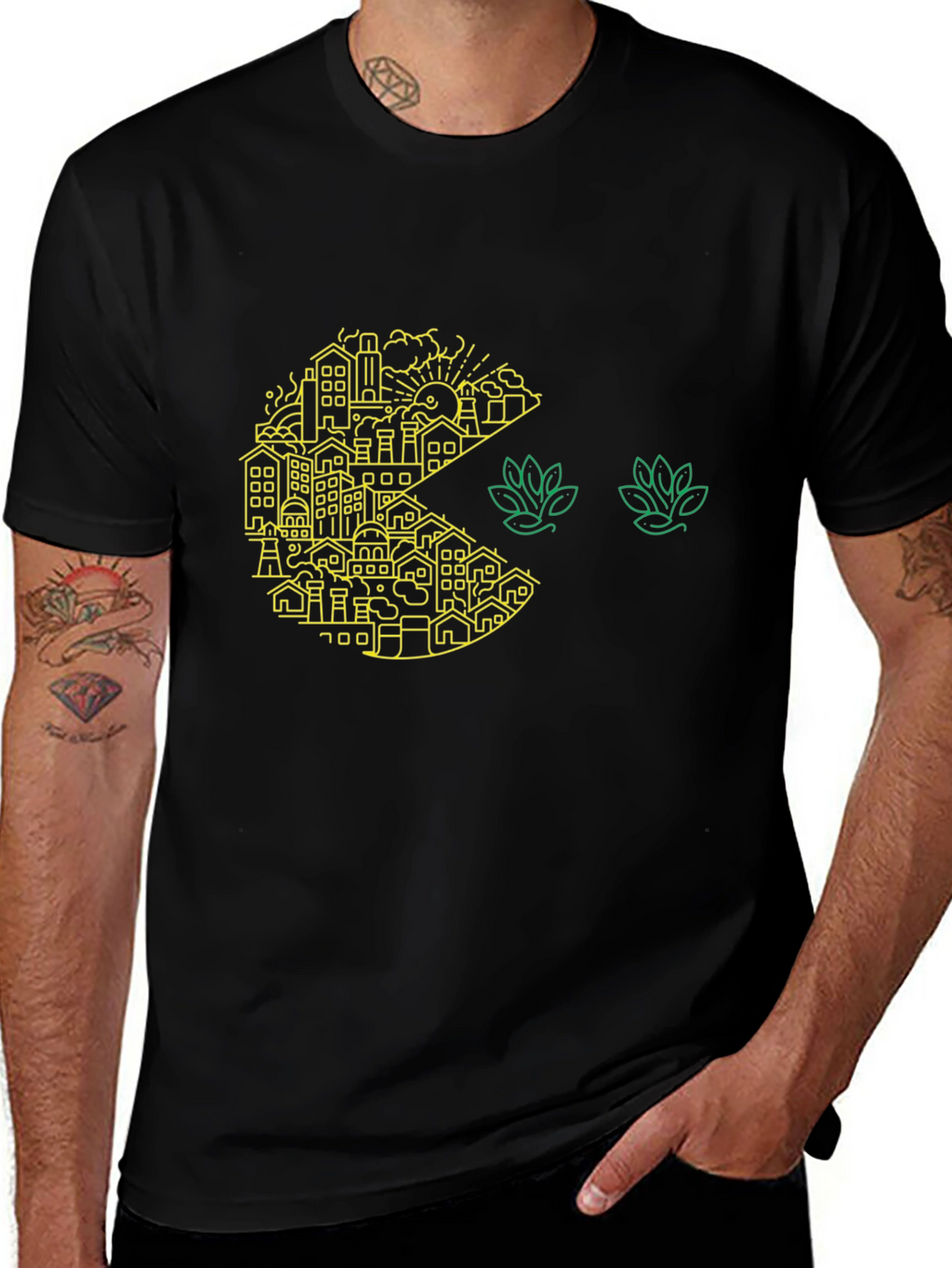 Urban Pac-Man T-Shirt: Cityscape Graphic Tee