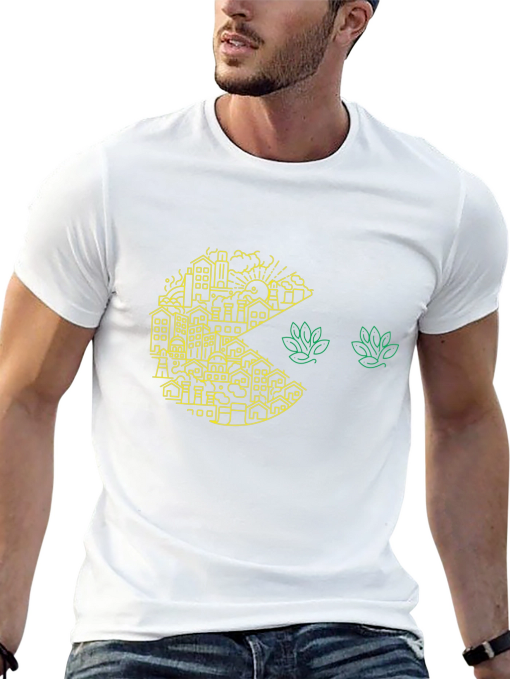 Urban Pac-Man T-Shirt: Cityscape Graphic Tee