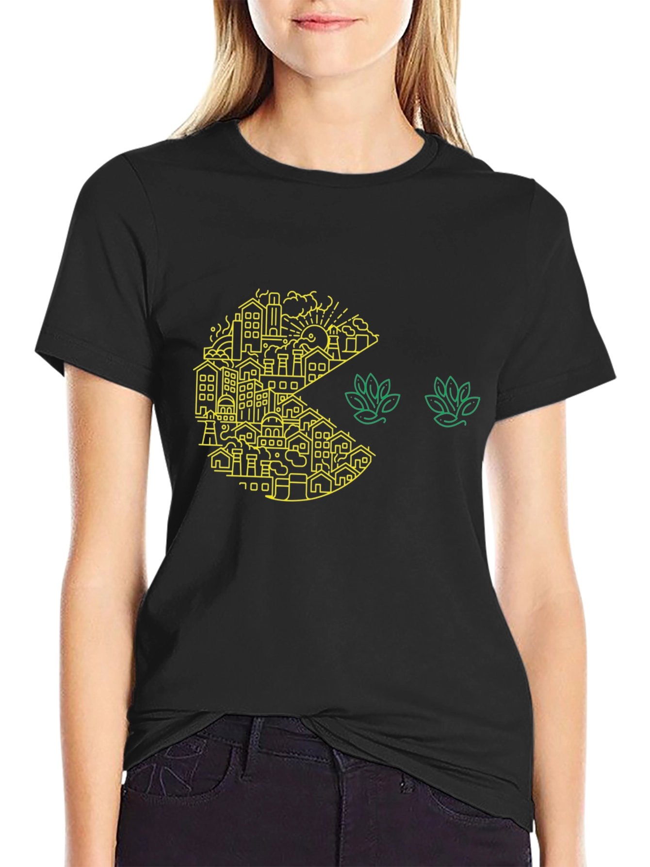 Urban Pac-Man T-Shirt: Cityscape Graphic Tee