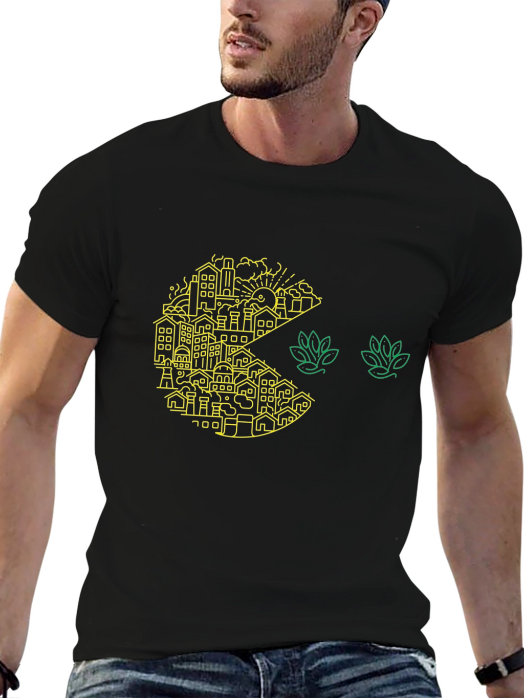 Urban Pac-Man T-Shirt: Cityscape Graphic Tee