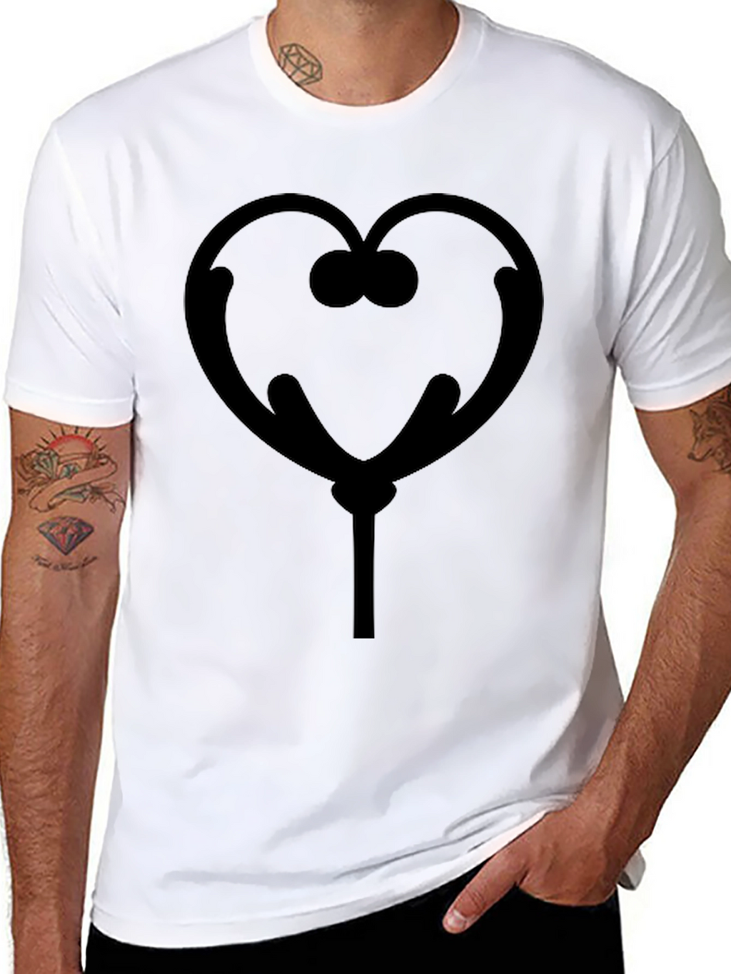 Heart Lollipop Graphic Tee - Stylish Black T-Shirt