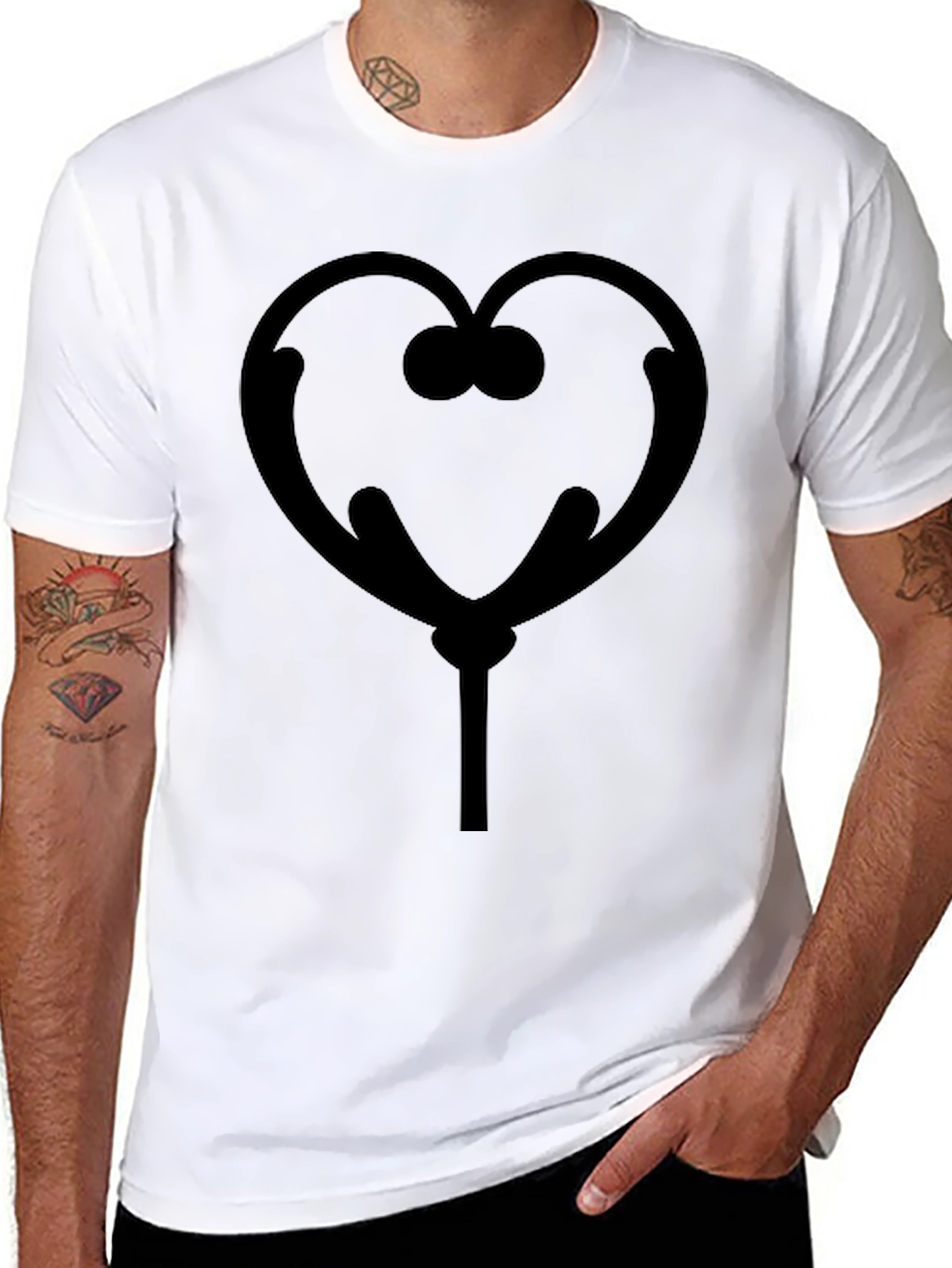 Heart Lollipop Graphic Tee - Stylish Black T-Shirt