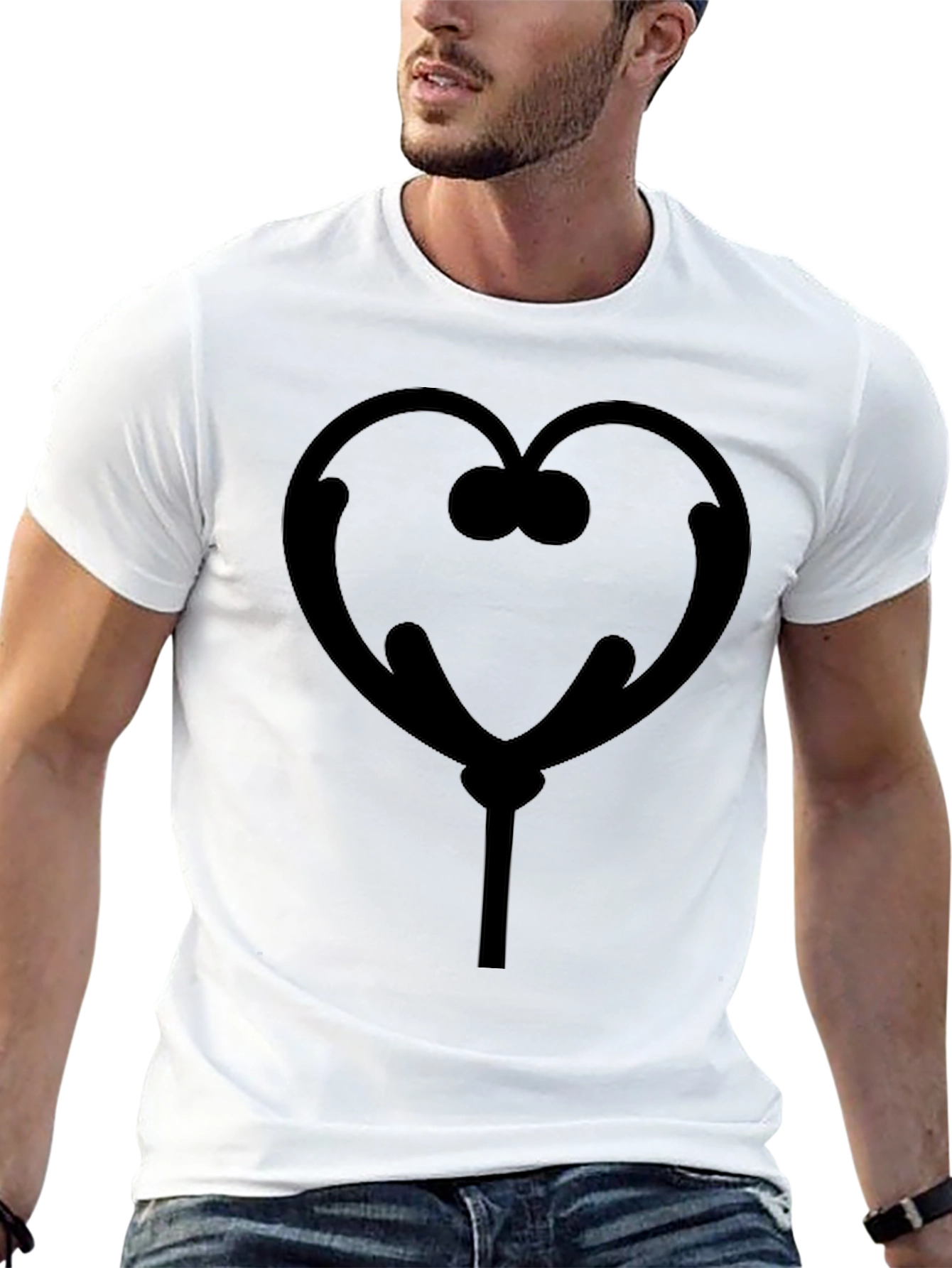 Heart Lollipop Graphic Tee - Stylish Black T-Shirt