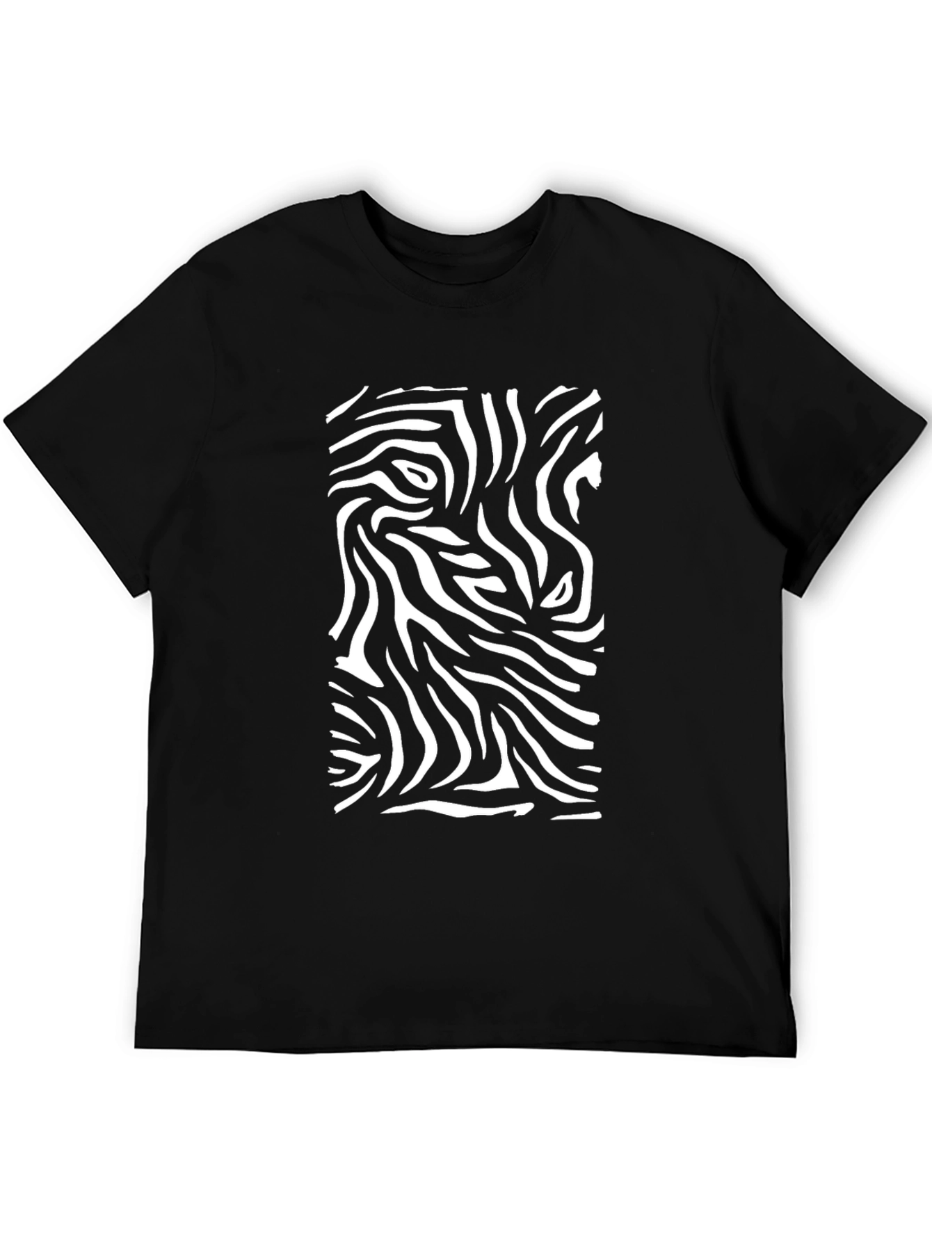 Zebra Stripe Print T-Shirt - Black