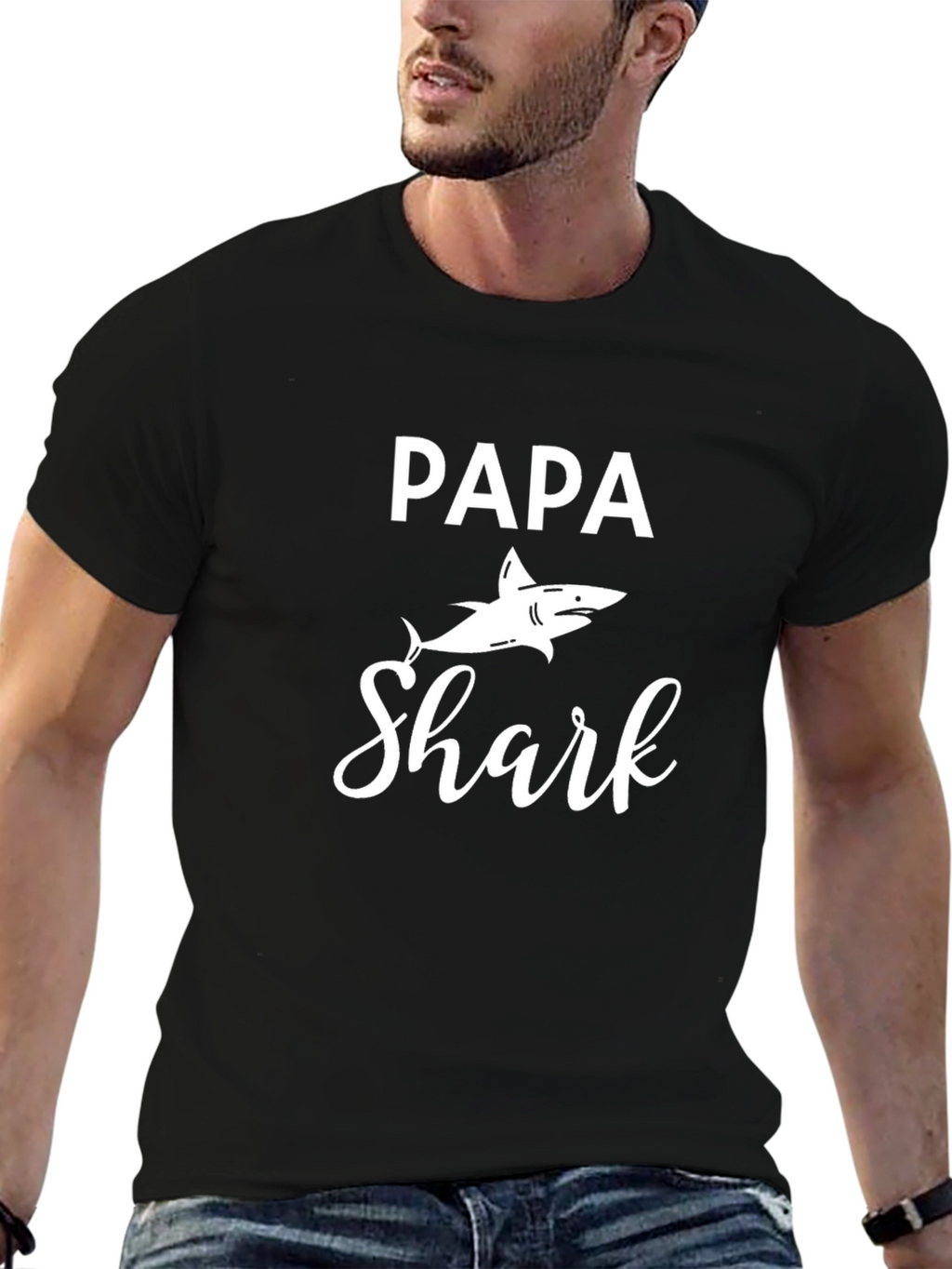 Papa Shark Graphic Tee - Mens Black T-Shirt