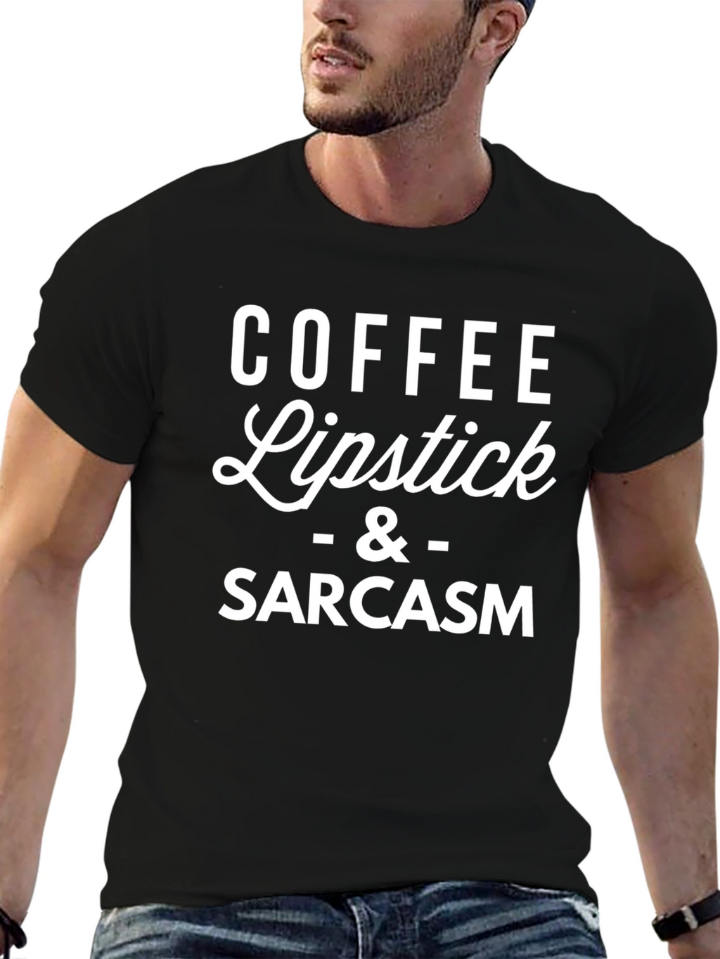 Coffee Lipstick & Sarcasm Black T-Shirt