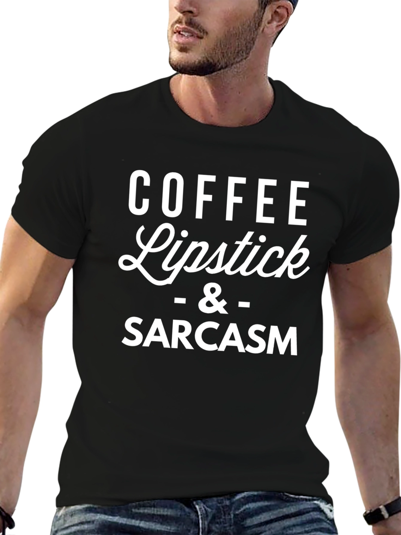 Coffee Lipstick & Sarcasm Black T-Shirt