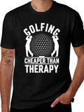 Golfing Cheaper Than Therapy Black Graphic Tee