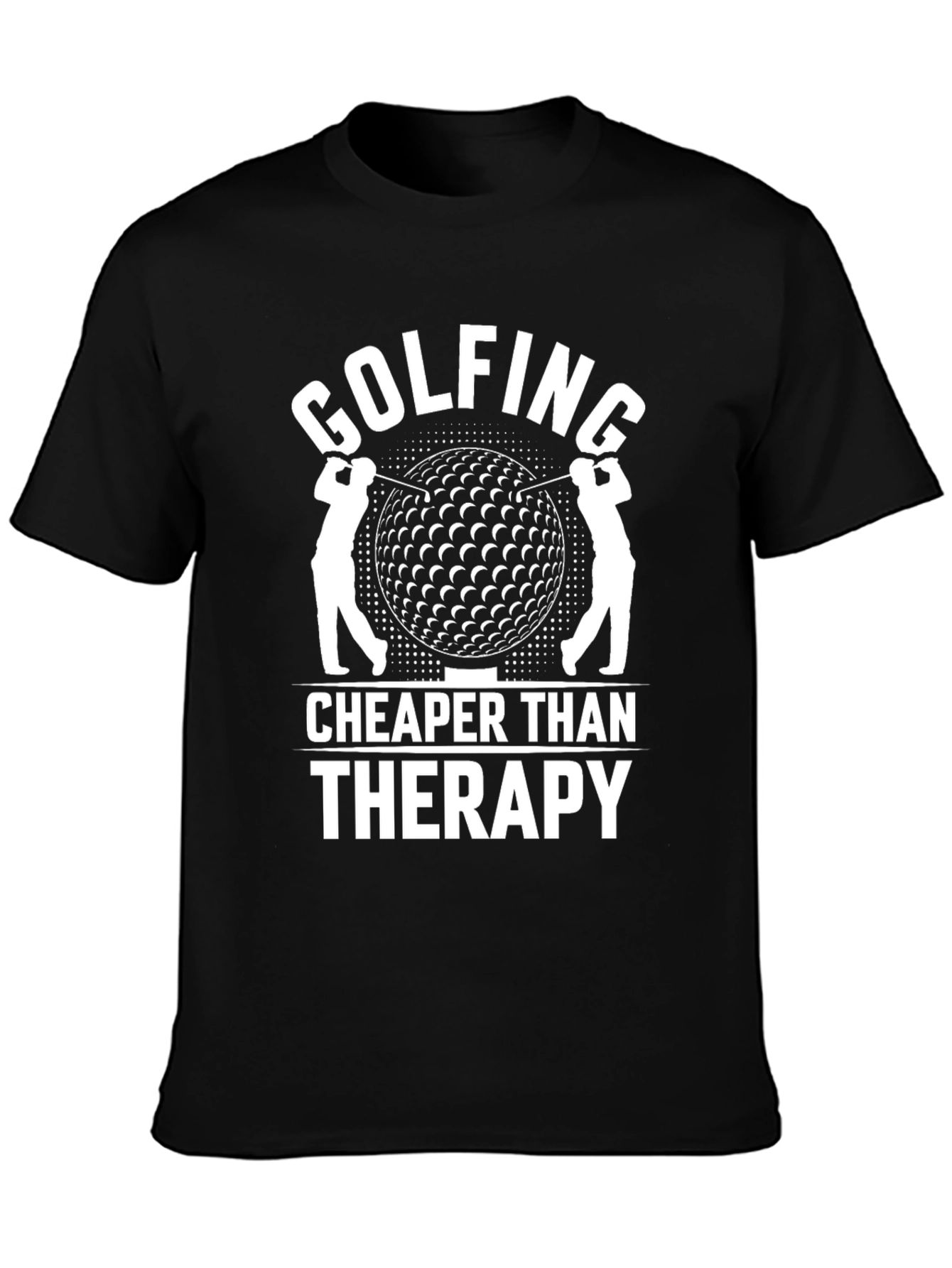 Golfing Cheaper Than Therapy Black Graphic Tee
