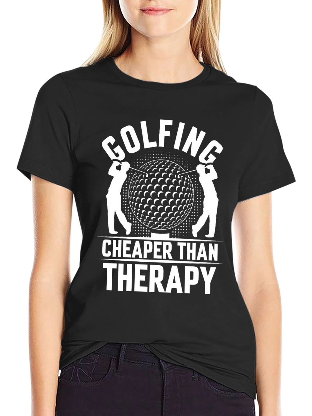 Golfing Cheaper Than Therapy Black Graphic Tee
