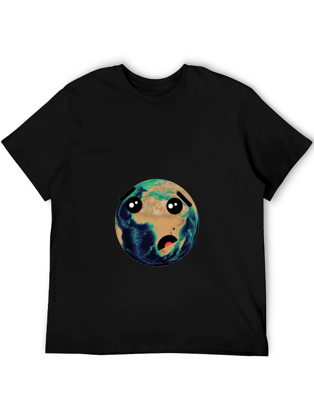 Earth Cartoon Graphic Black T-Shirt