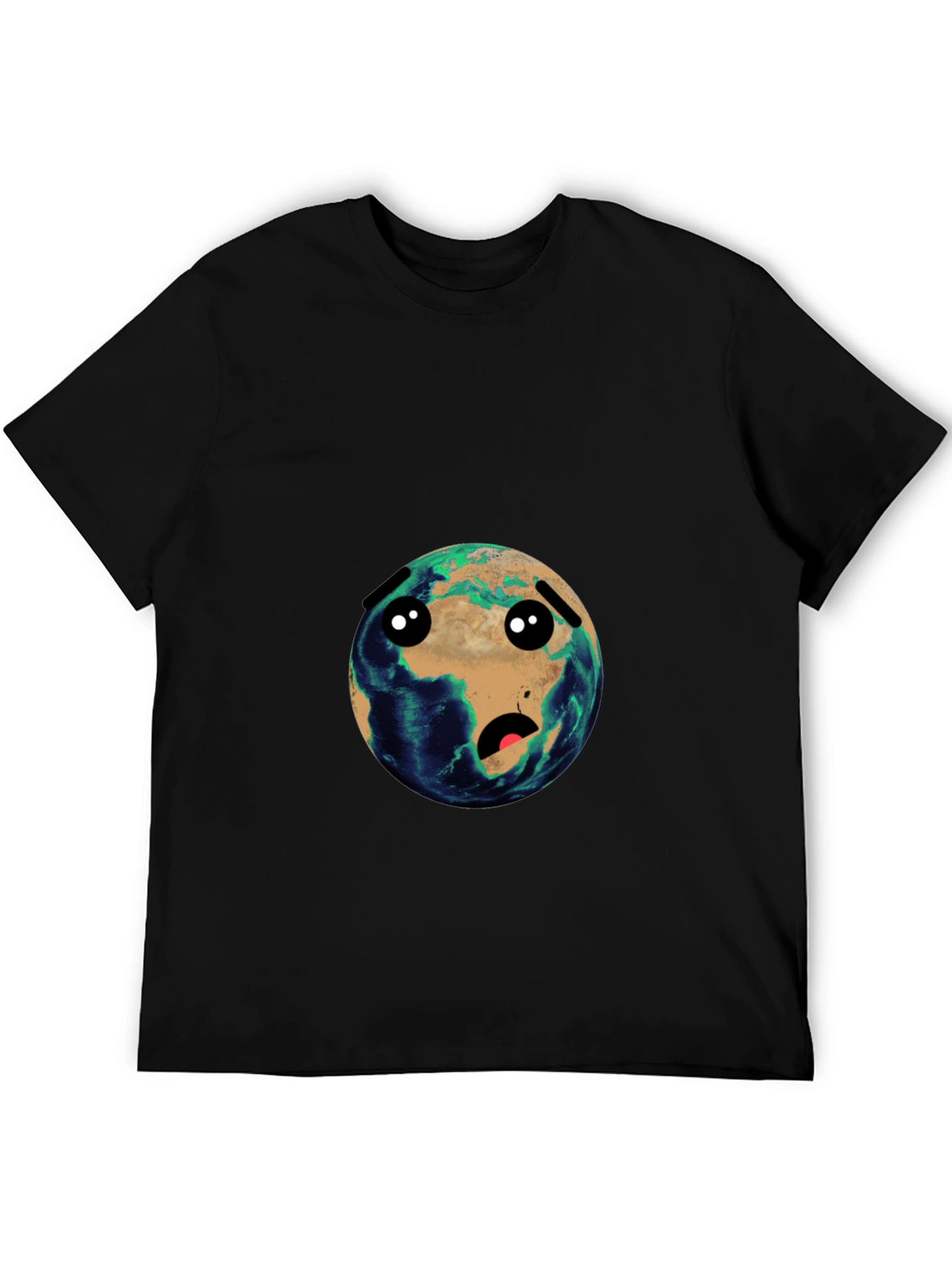 Earth Cartoon Graphic Black T-Shirt