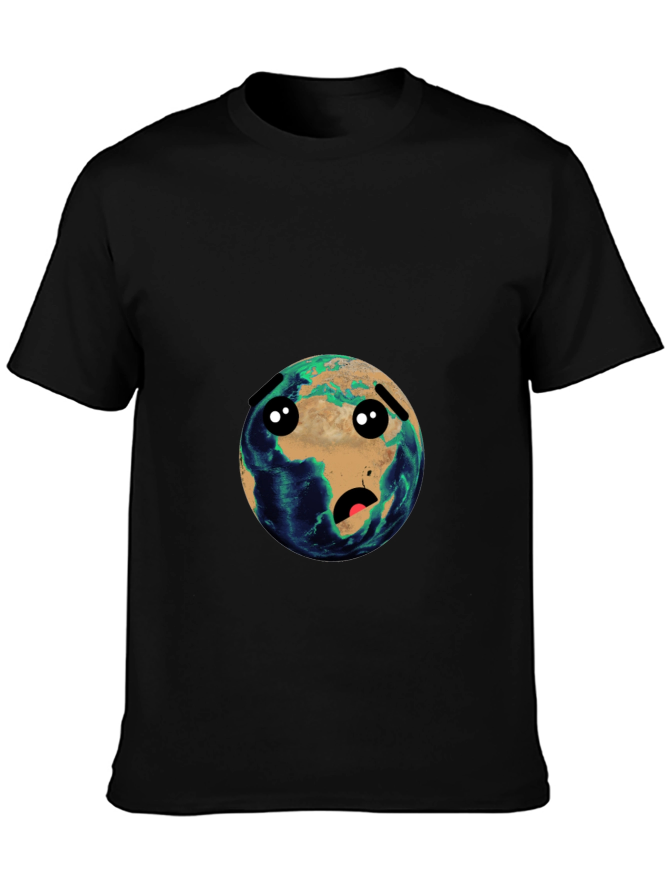 Earth Cartoon Graphic Black T-Shirt
