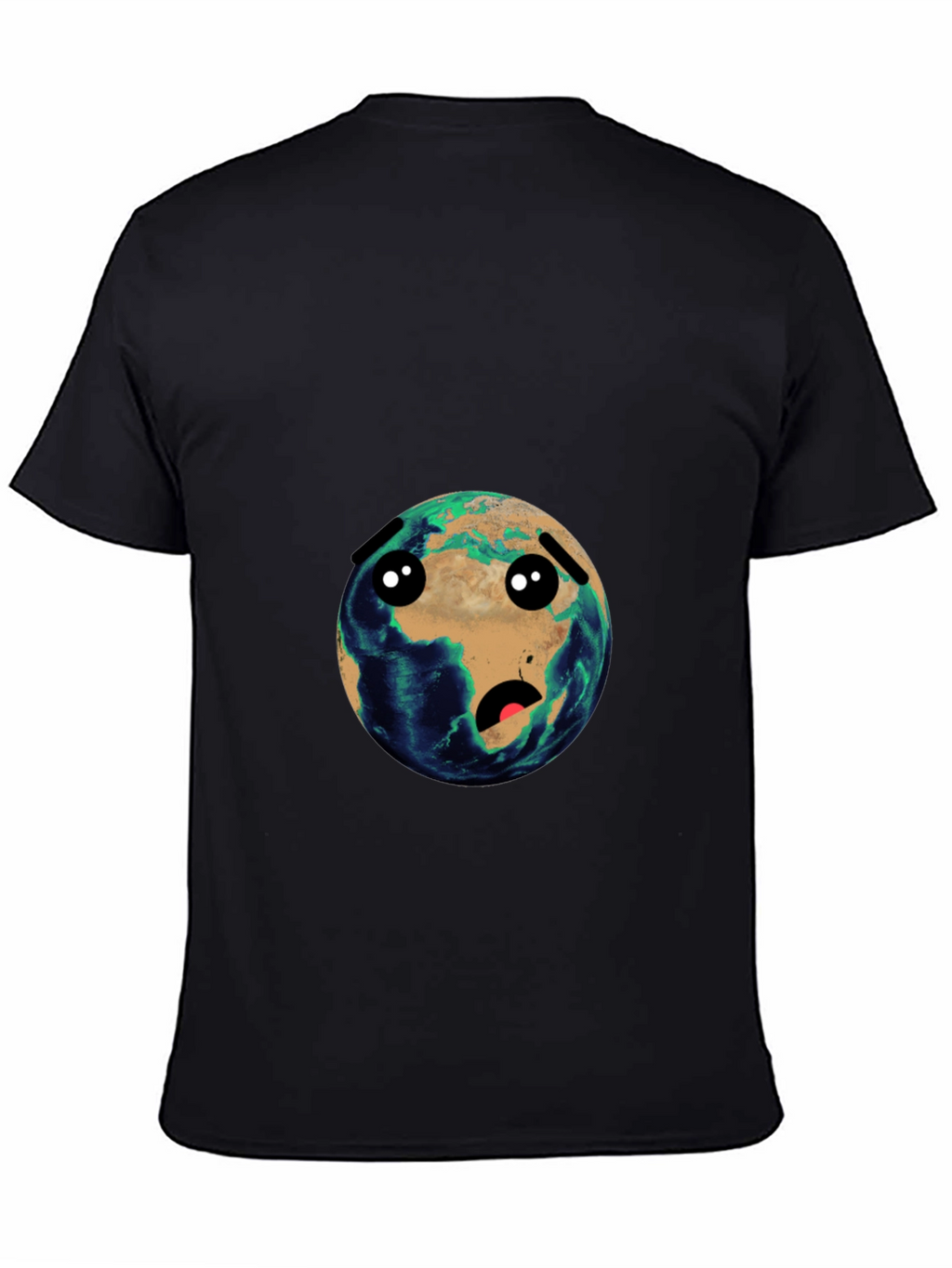 Earth Cartoon Graphic Black T-Shirt