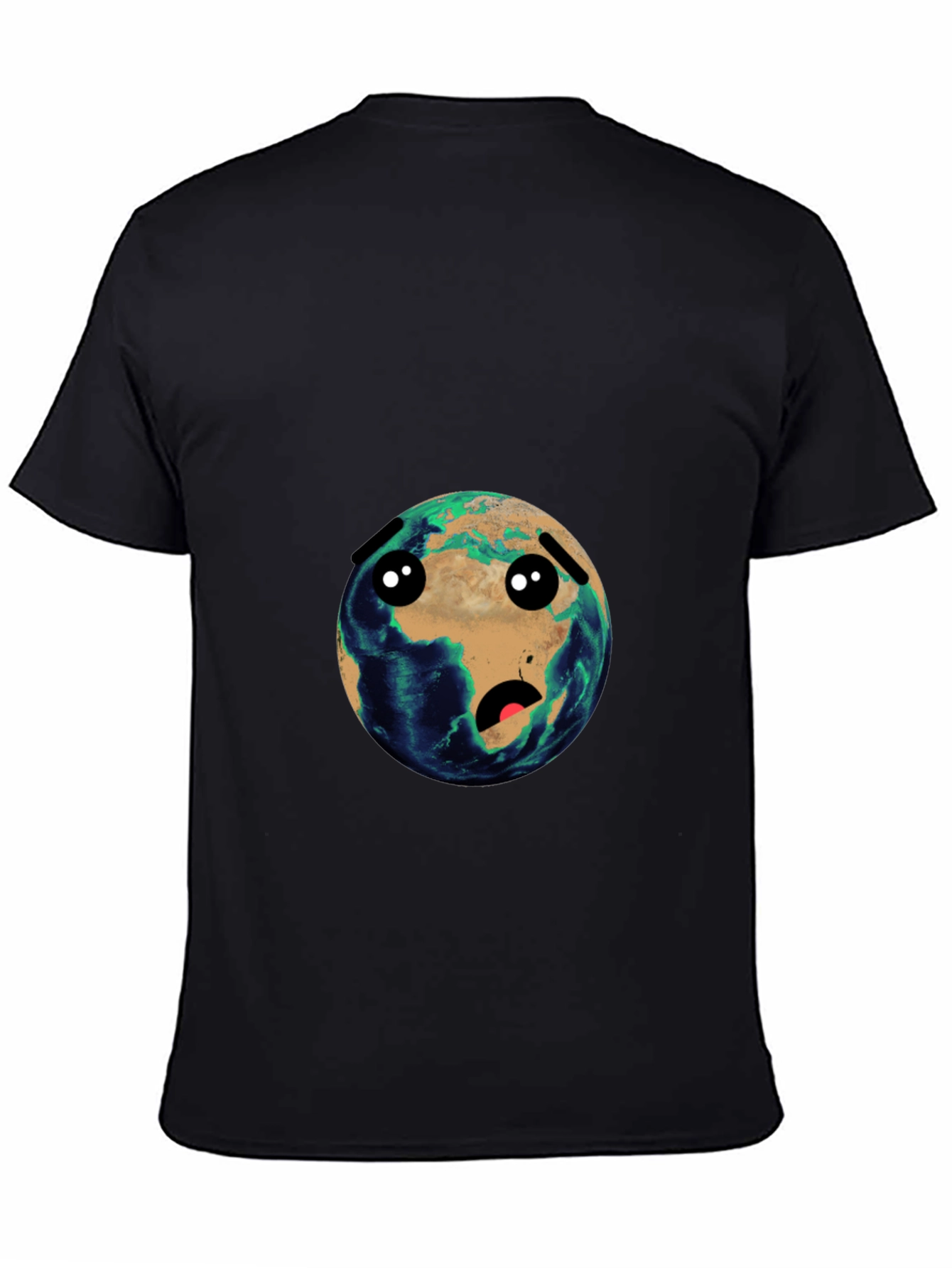 Earth Cartoon Graphic Black T-Shirt