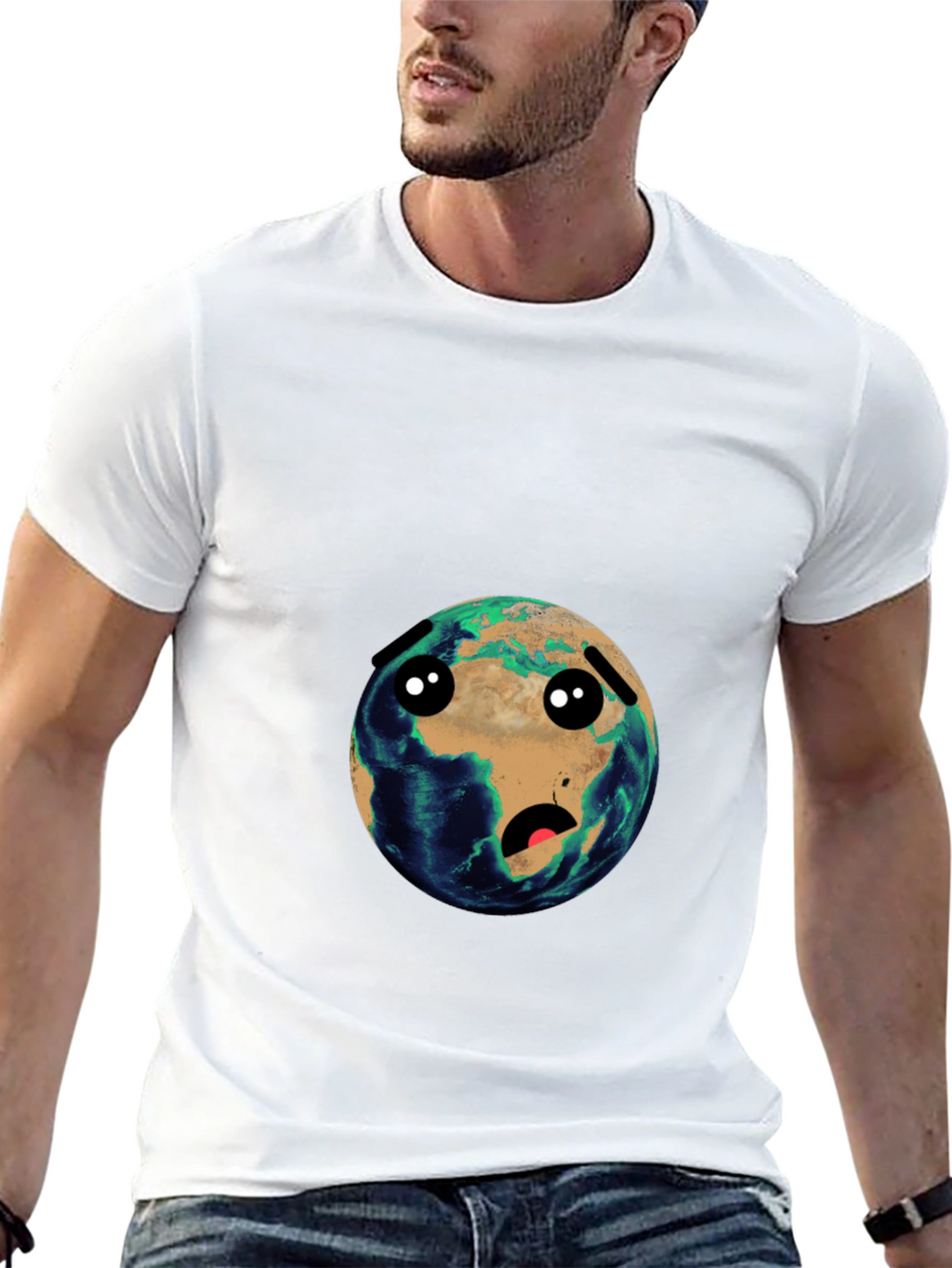 Earth Cartoon Graphic Black T-Shirt