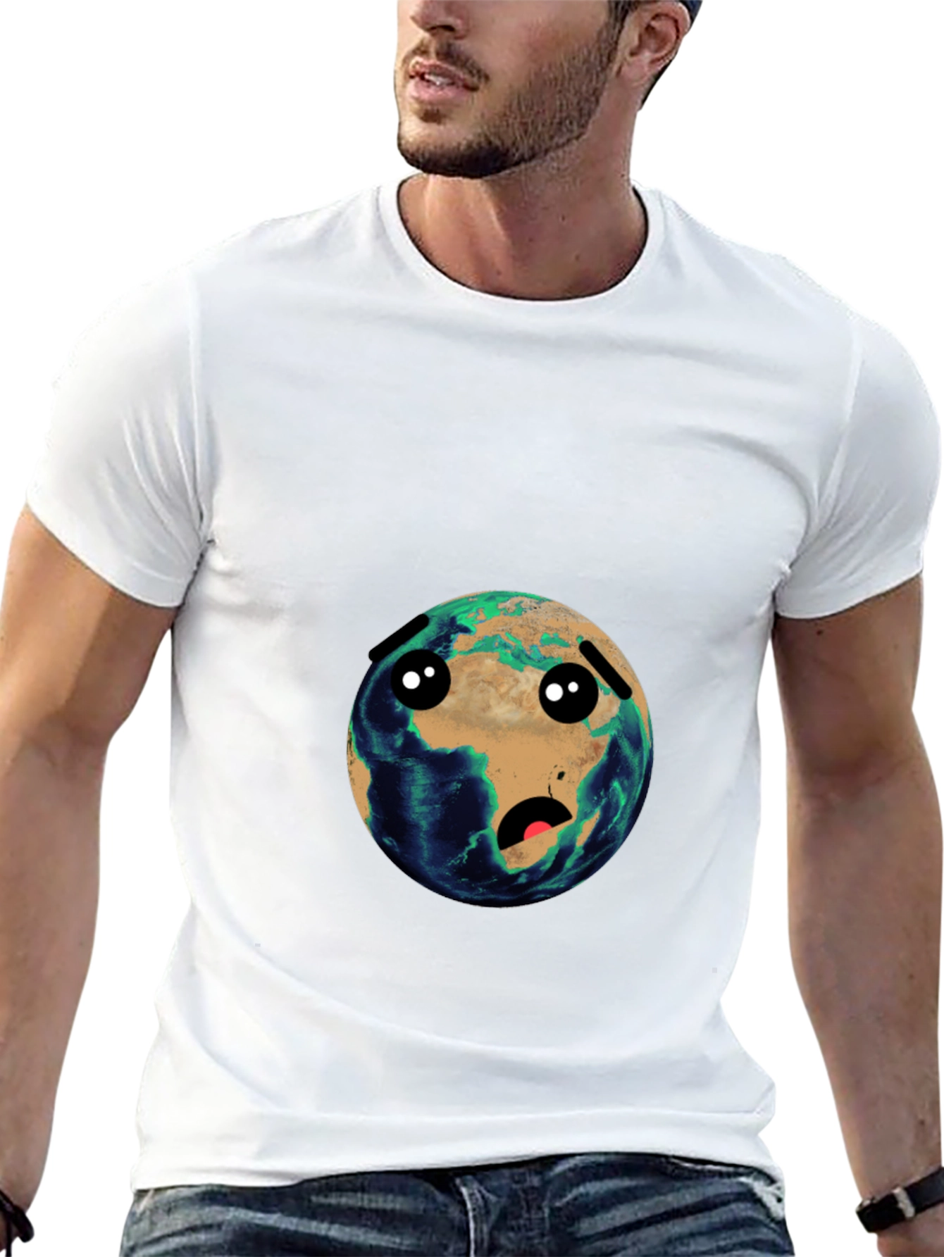 Earth Cartoon Graphic Black T-Shirt