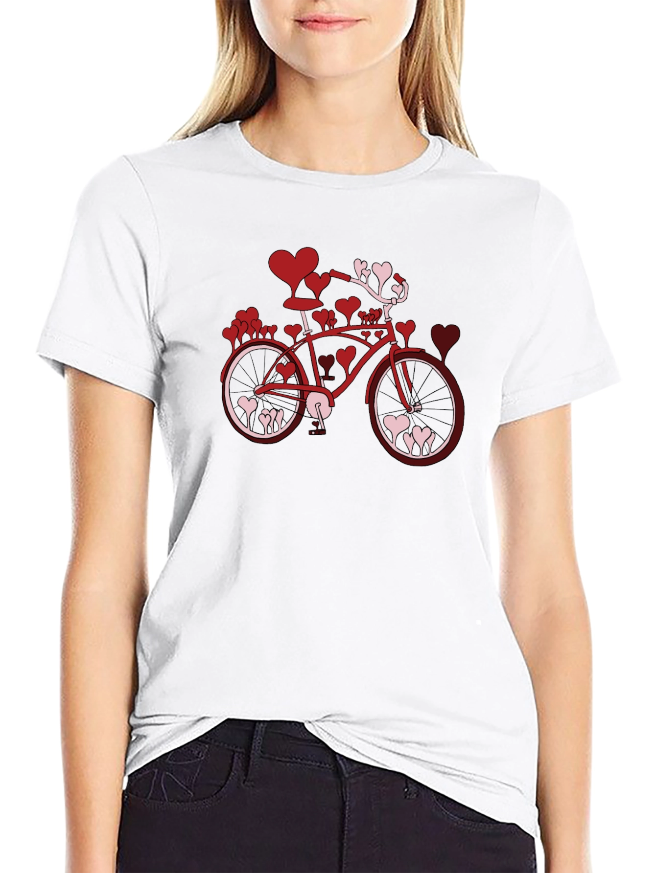 Heart Bicycle Graphic Tee - Valentines Day Shirt