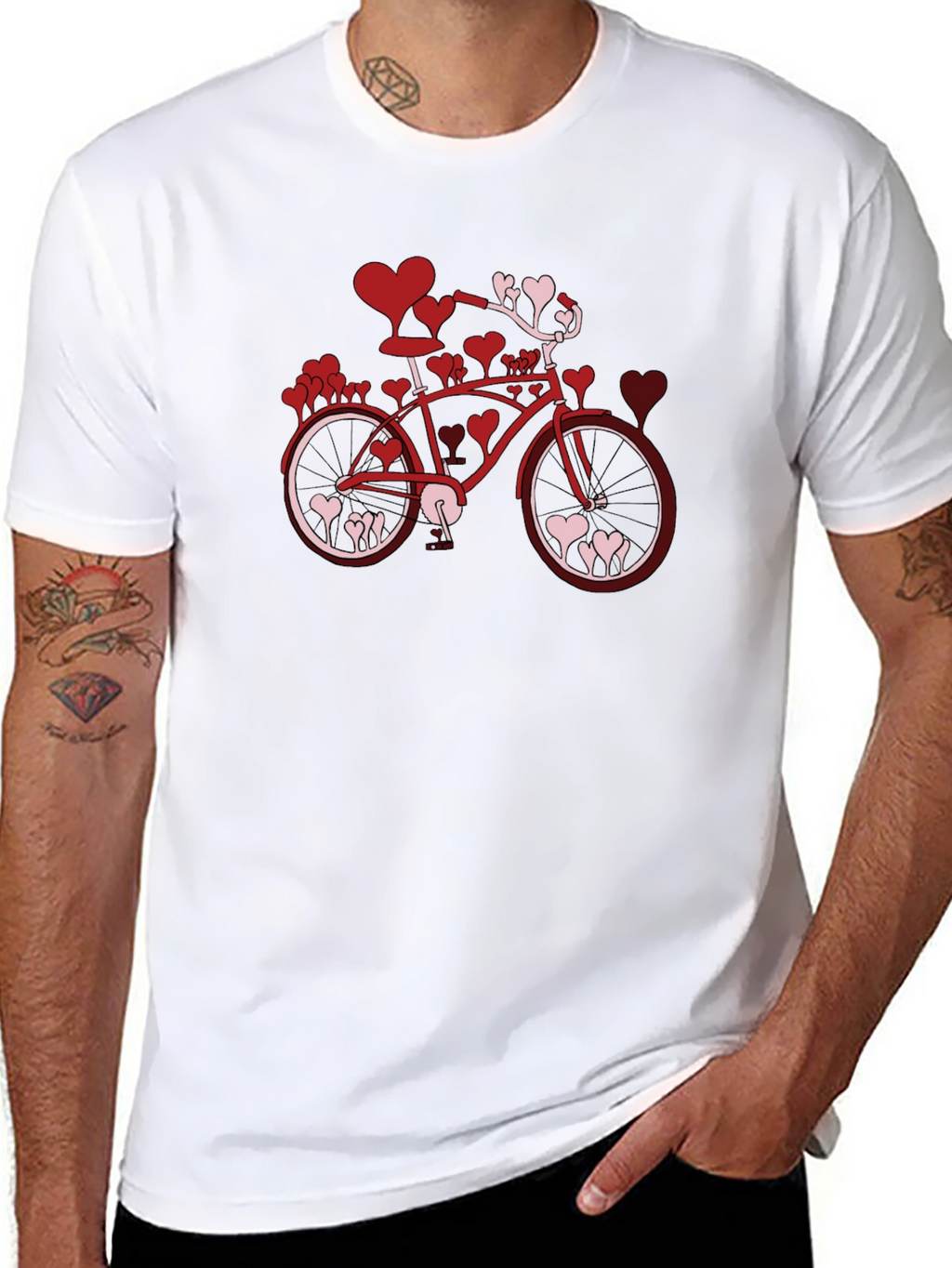 Heart Bicycle Graphic Tee - Valentines Day Shirt