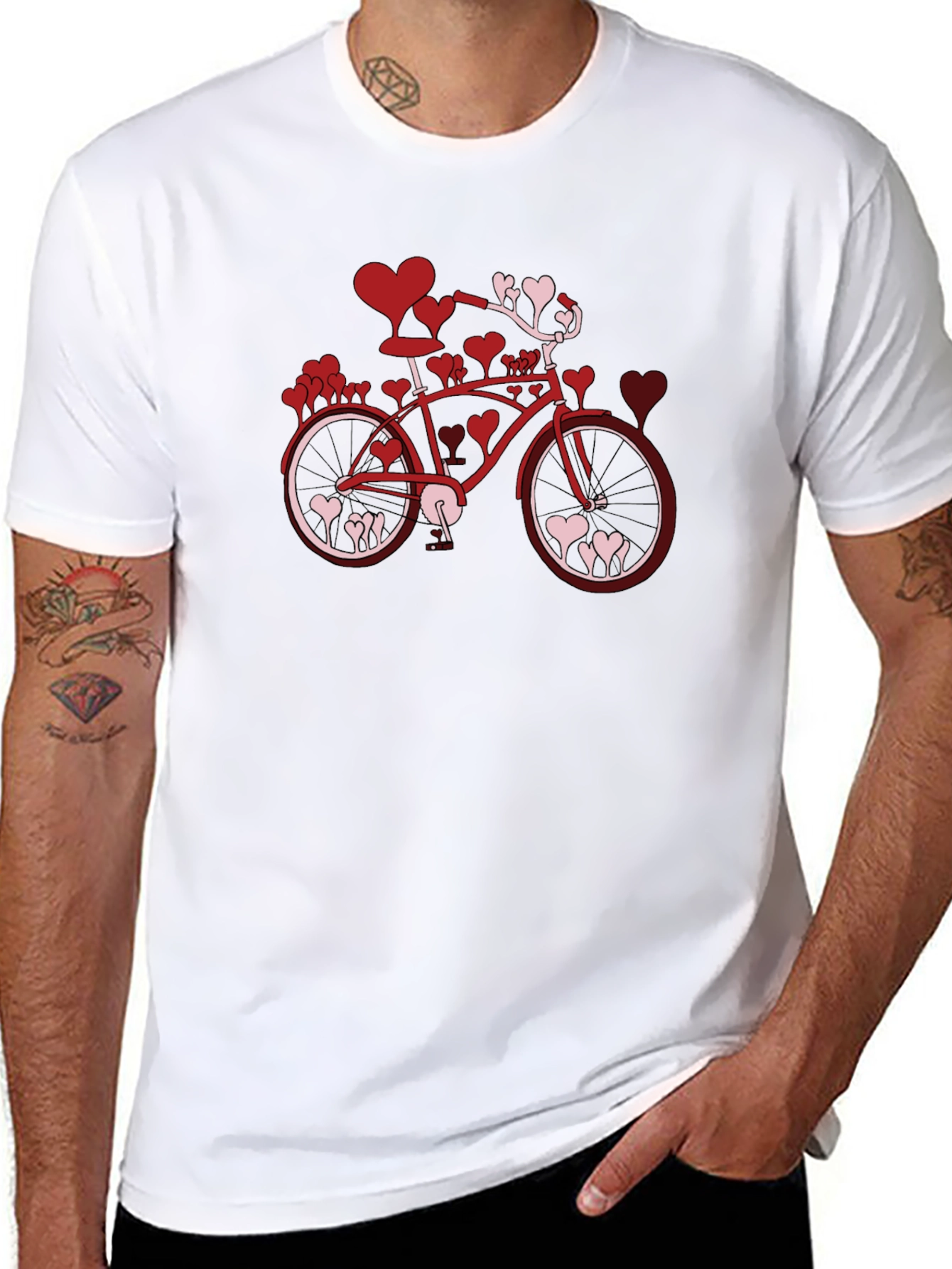 Heart Bicycle Graphic Tee - Valentines Day Shirt