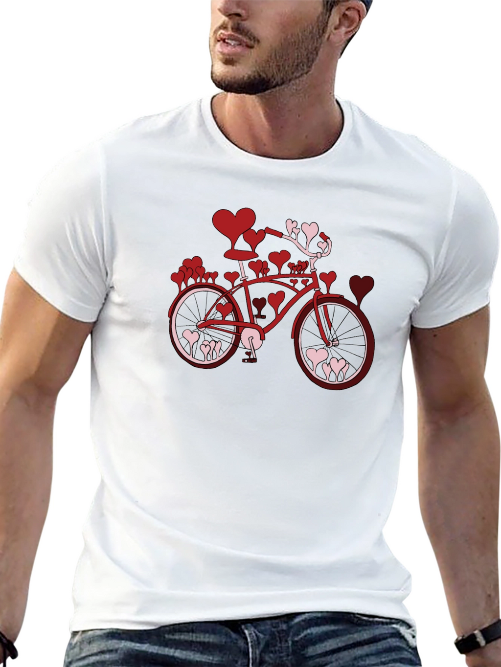 Heart Bicycle Graphic Tee - Valentines Day Shirt