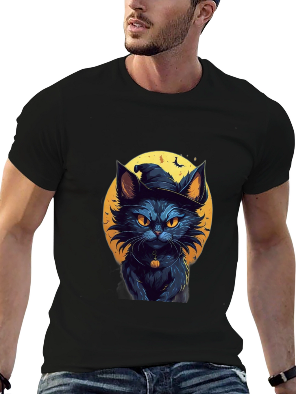 Halloween Cat T-Shirt - Witch Cat Design