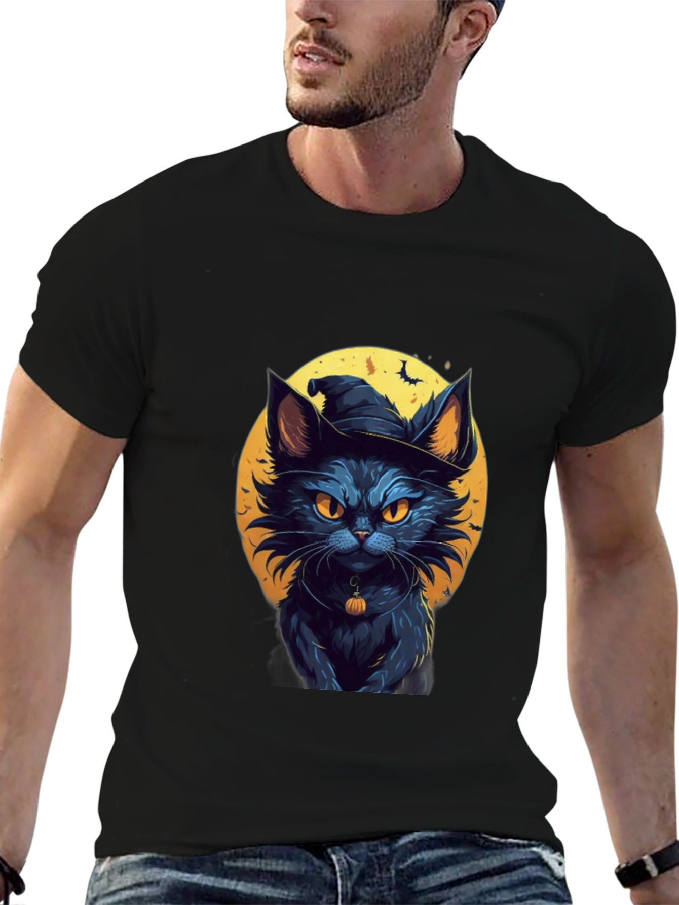 Halloween Cat T-Shirt - Witch Cat Design