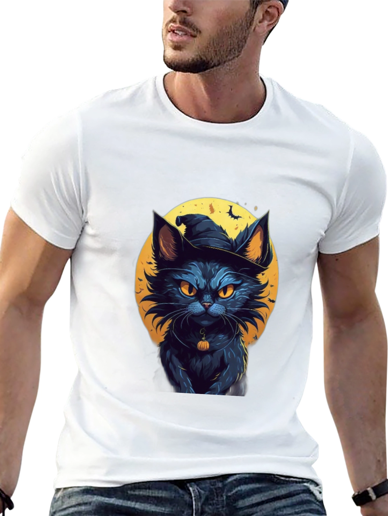 Halloween Cat T-Shirt - Witch Cat Design