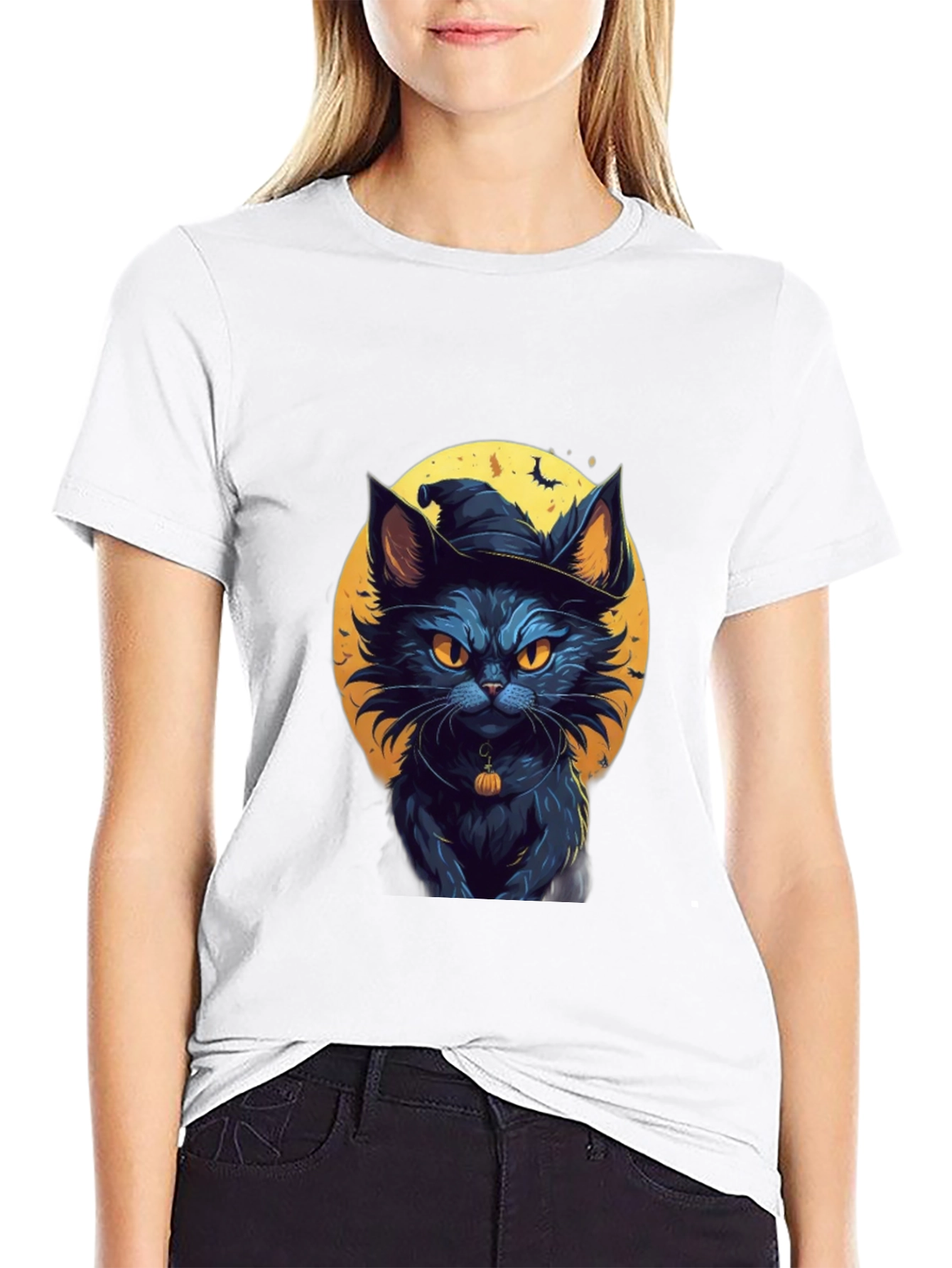 Halloween Cat T-Shirt - Witch Cat Design