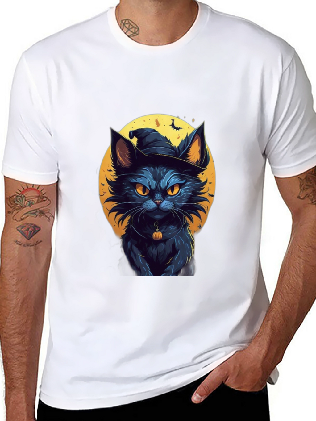 Halloween Cat T-Shirt - Witch Cat Design