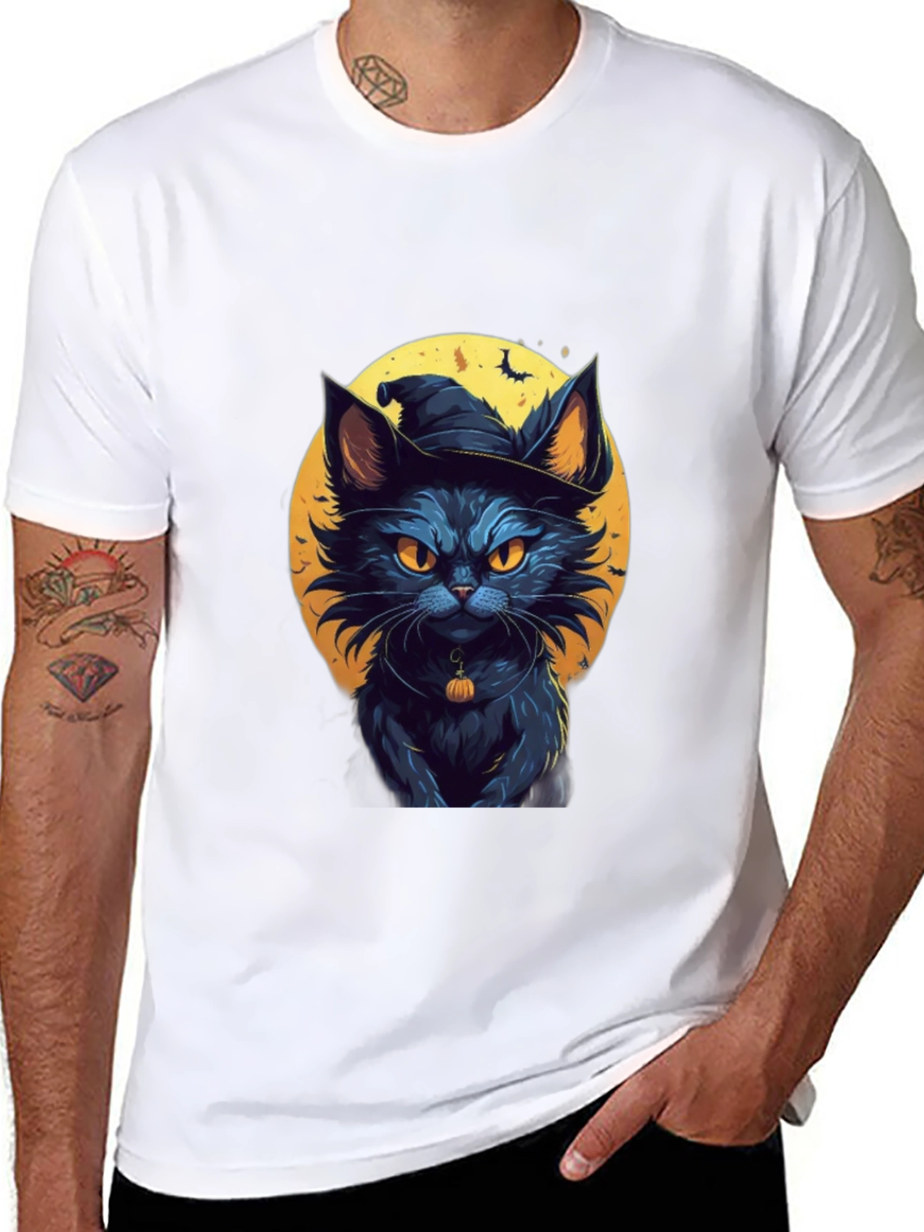 Halloween Cat T-Shirt - Witch Cat Design