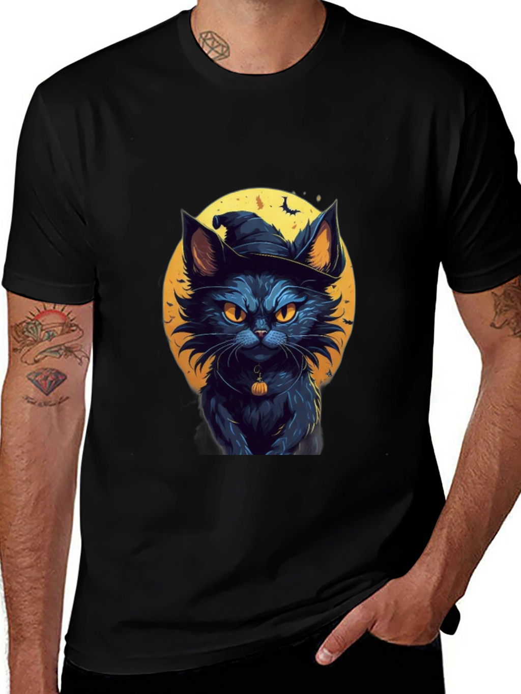 Halloween Cat T-Shirt - Witch Cat Design