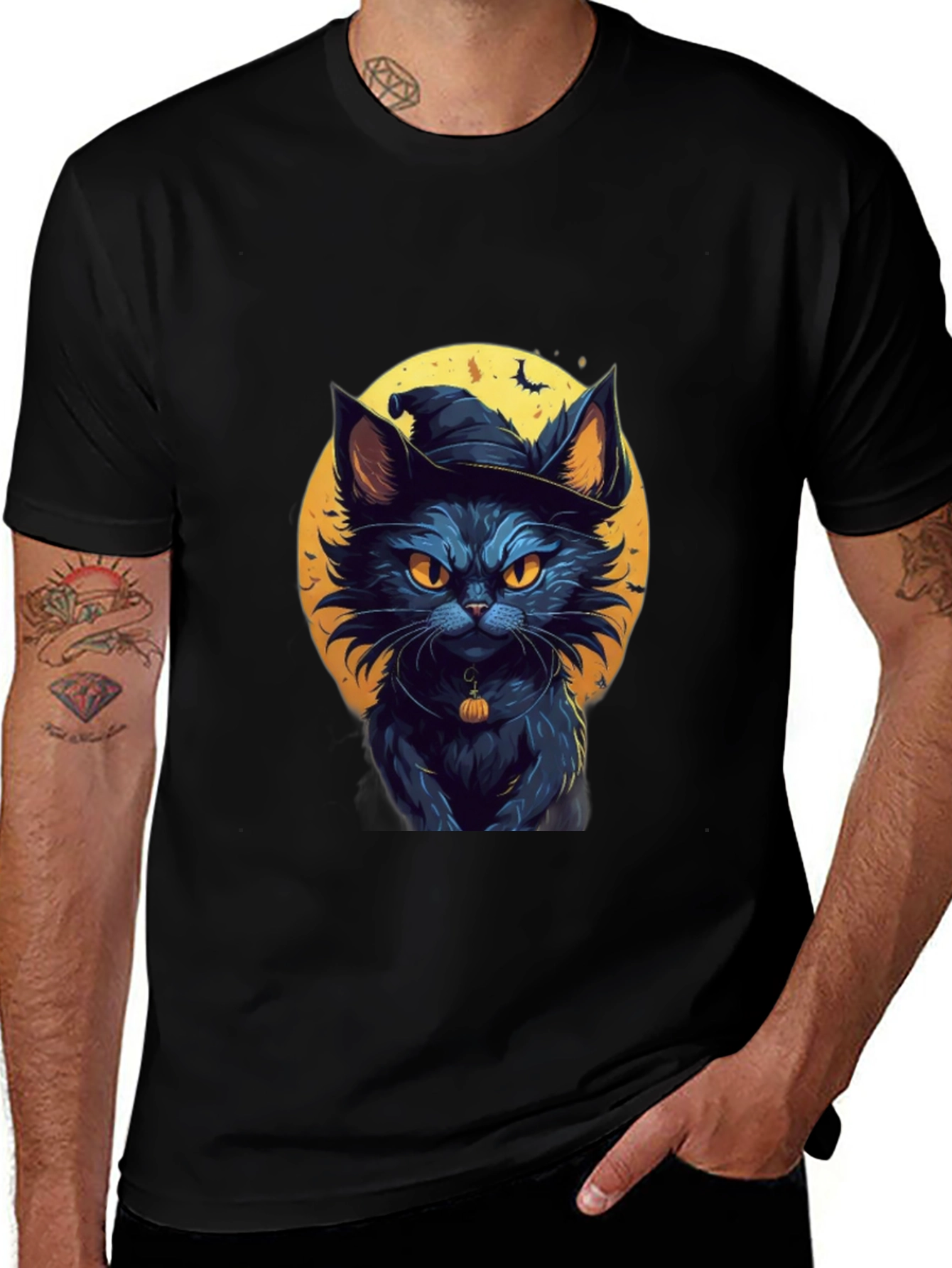Halloween Cat T-Shirt - Witch Cat Design