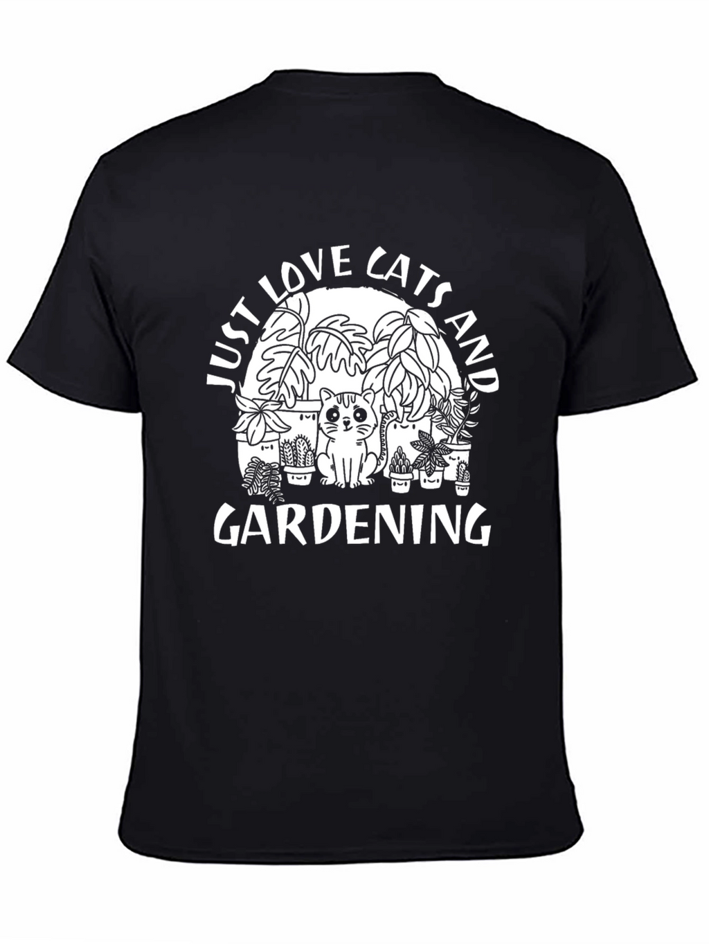 Cats and Gardening Black T-Shirt
