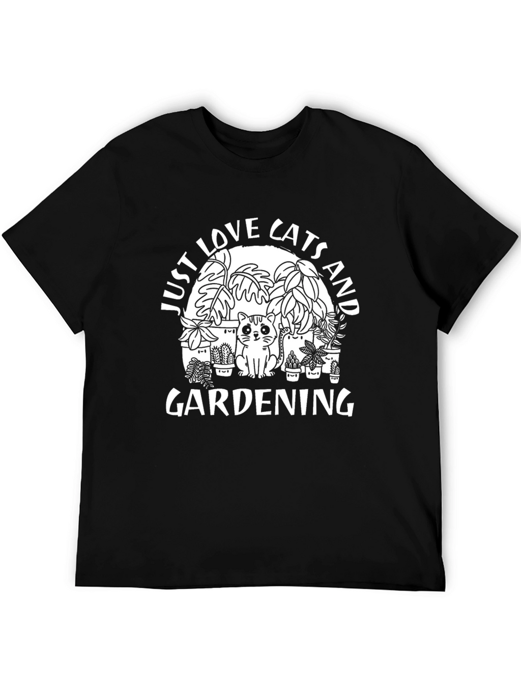 Cats and Gardening Black T-Shirt