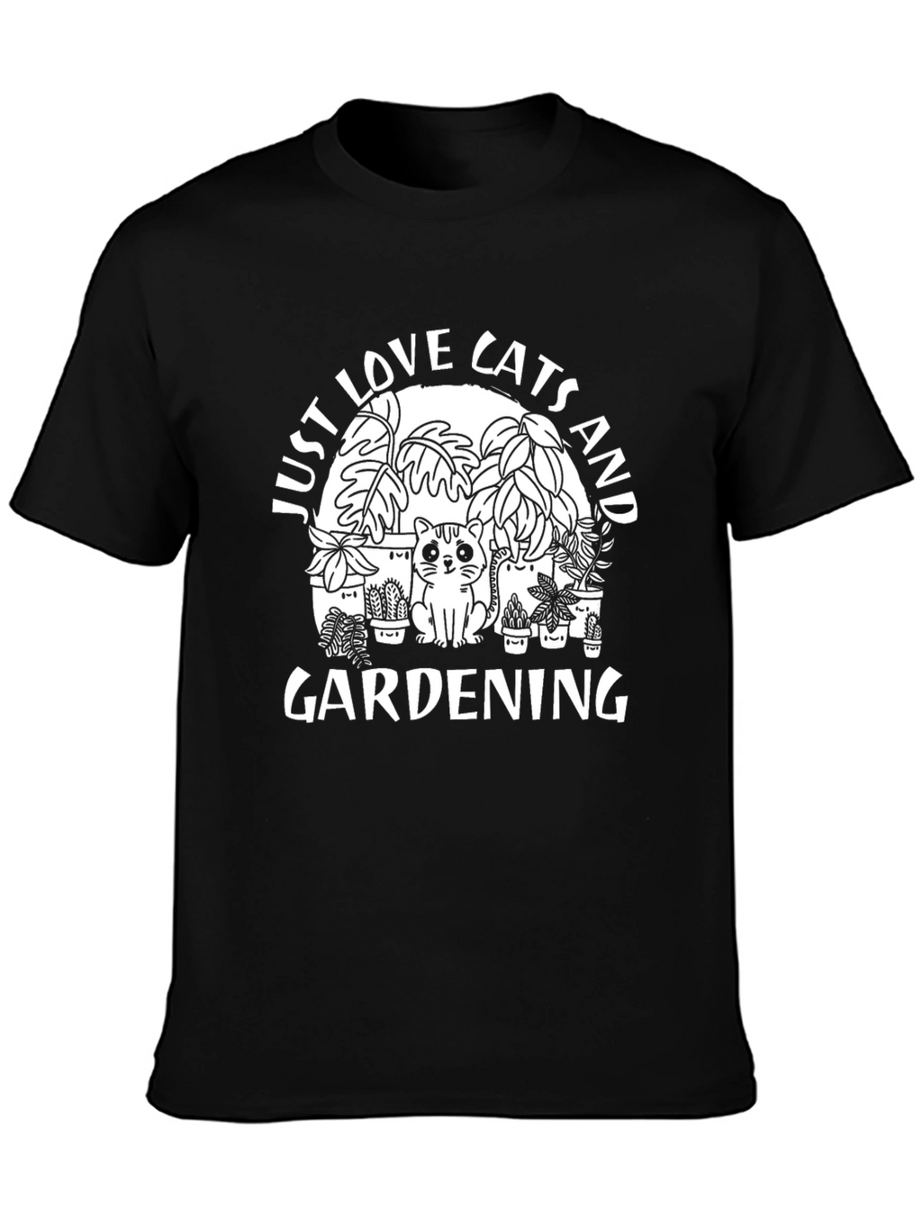Cats and Gardening Black T-Shirt