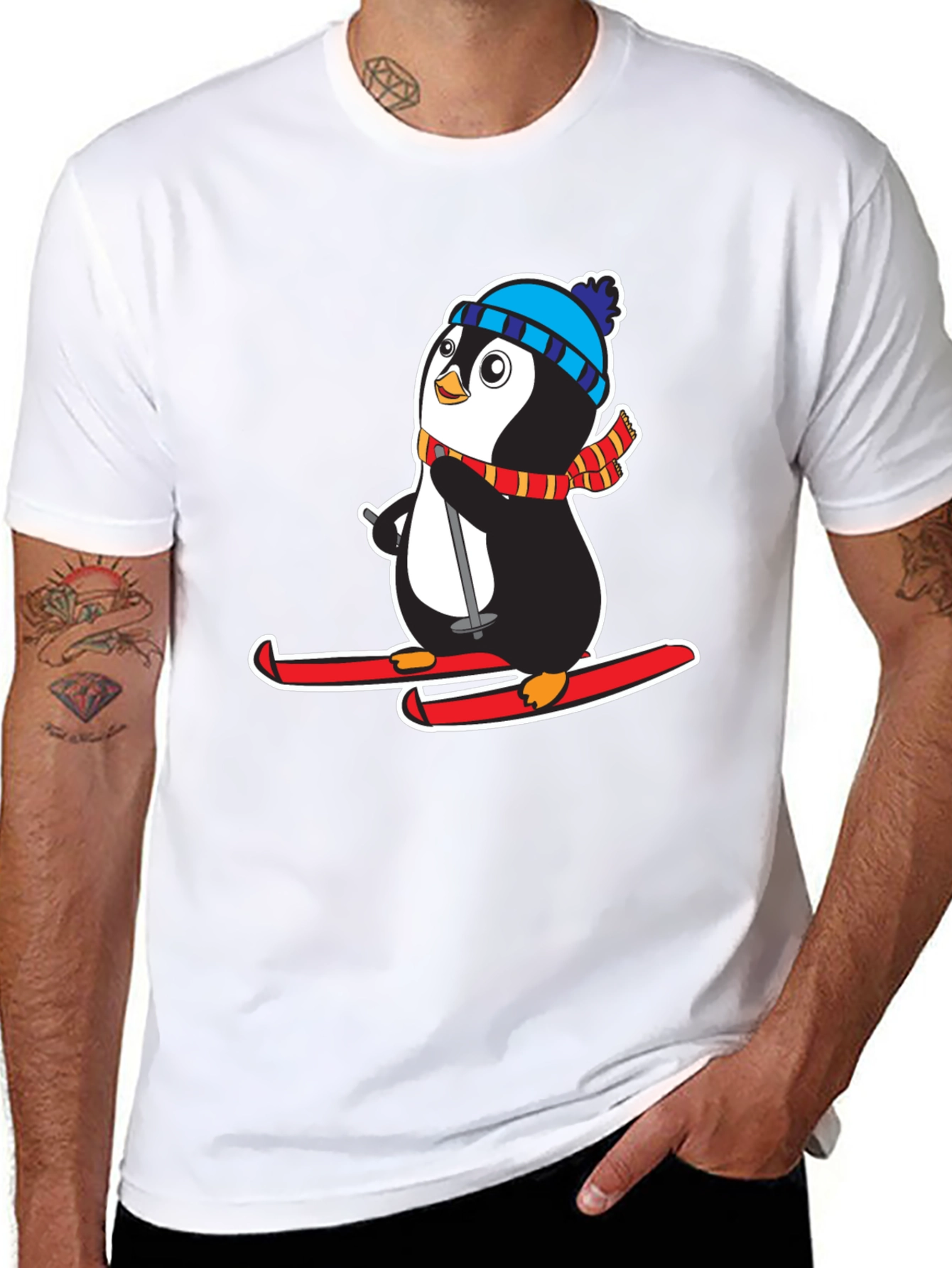 Penguin Ski T-Shirt - Cute Holiday Gift