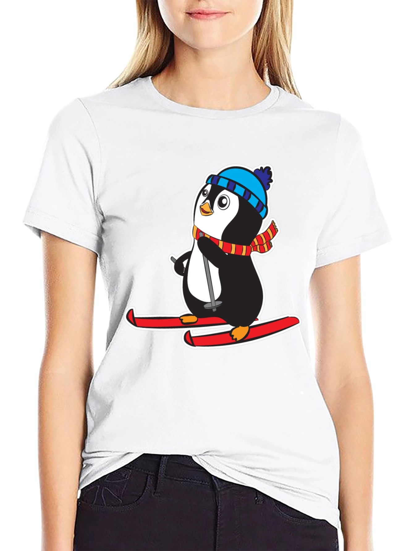 Penguin Ski T-Shirt - Cute Holiday Gift
