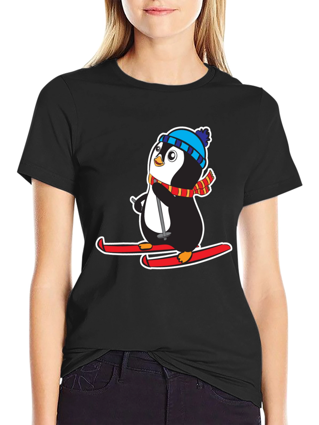 Penguin Ski T-Shirt - Cute Holiday Gift