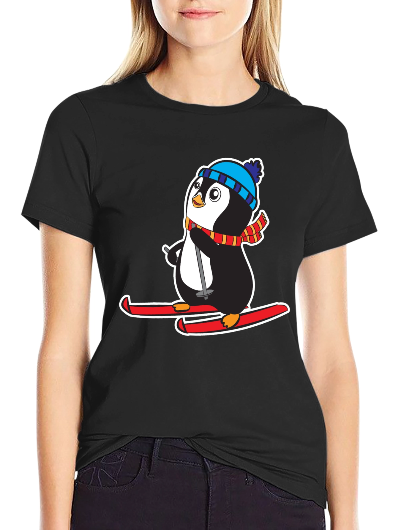 Penguin Ski T-Shirt - Cute Holiday Gift