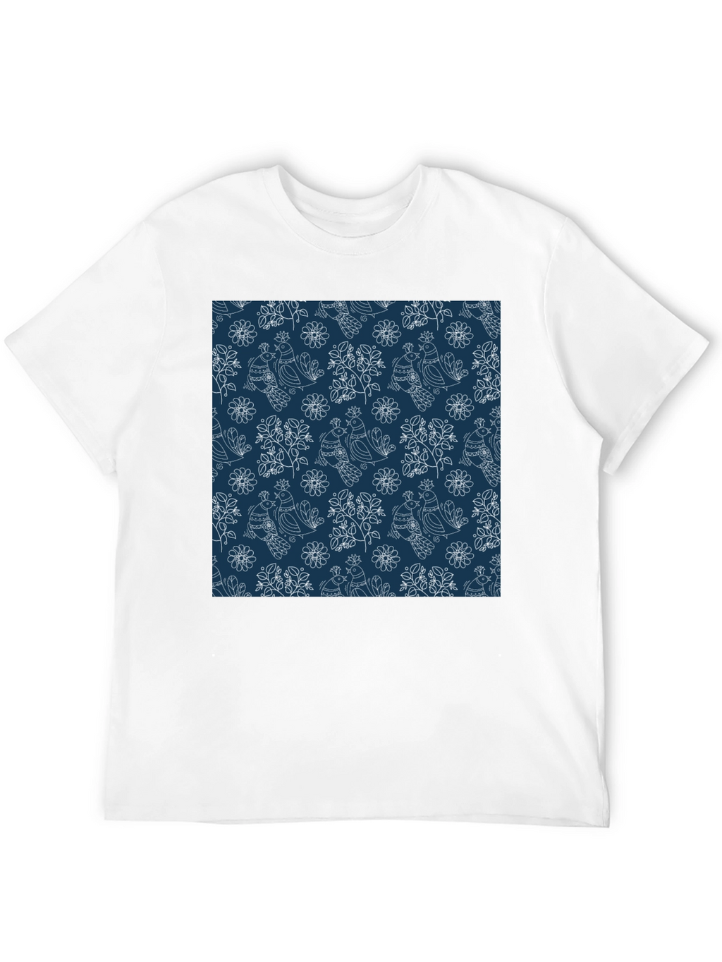 Stylish Bird Pattern Black T-Shirt