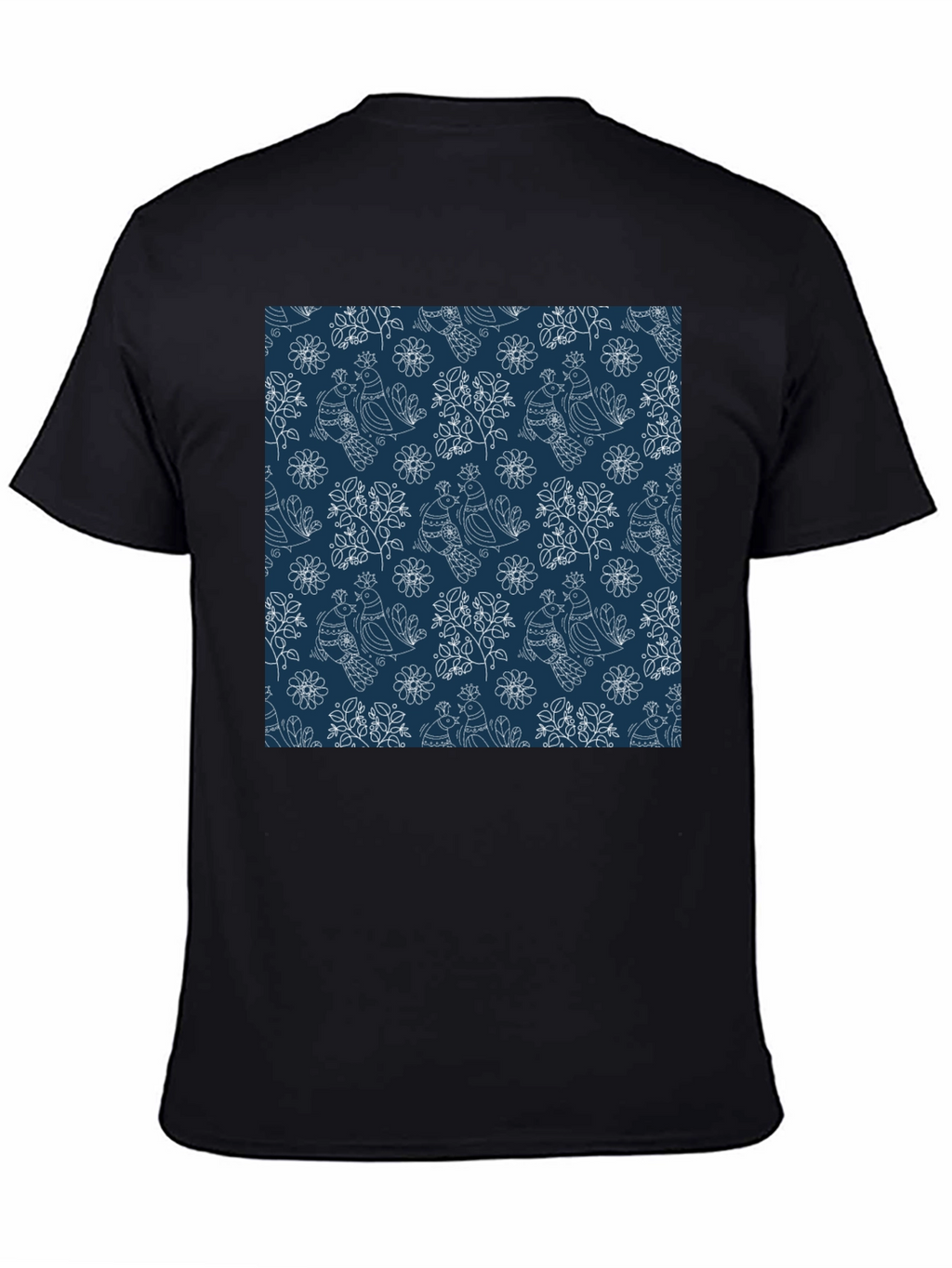 Stylish Bird Pattern Black T-Shirt